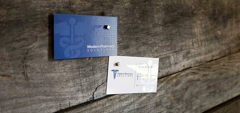 Blue business card with Spot UV. The color Blue is known for evoking feelings of trust, dependability, and strength.