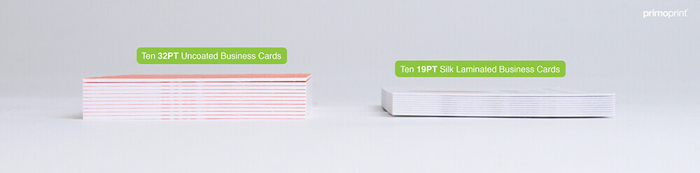 Check out the business card thickness from our 32PT vs 19PT.
