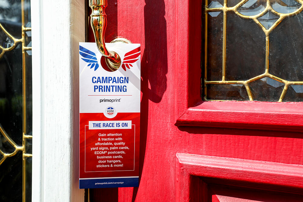 Bring your message to their front doors with premium door hangers.