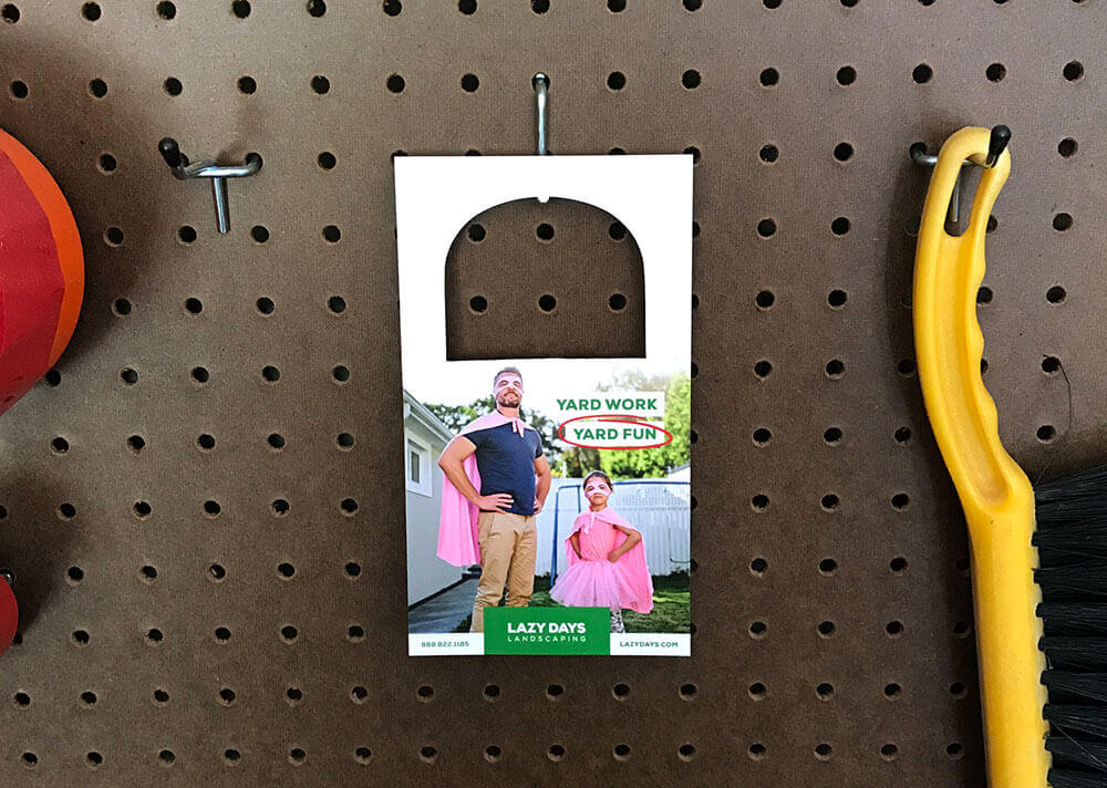 Spread the word of your lawn-care service to potential customers with door hangers.