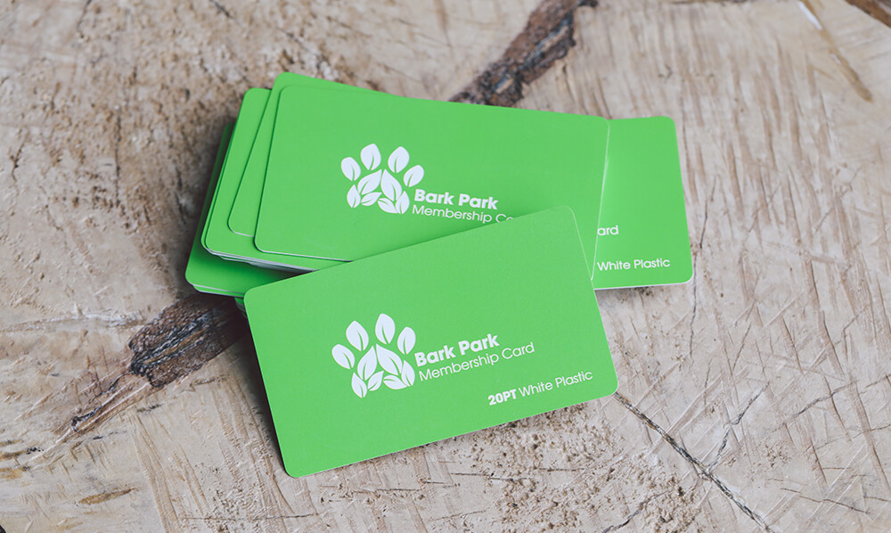 Opaque plastic business cards can be printed on both sides of this stock.