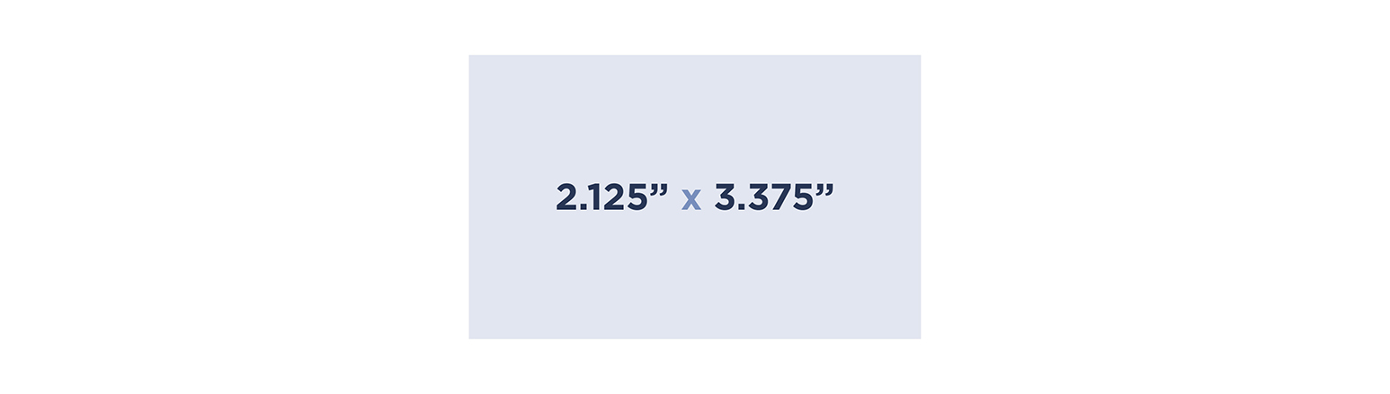 The European business card size is somewhat larger (2.125” x 3.375”) than our standard business card size and is the most common and popular size in Europe. 