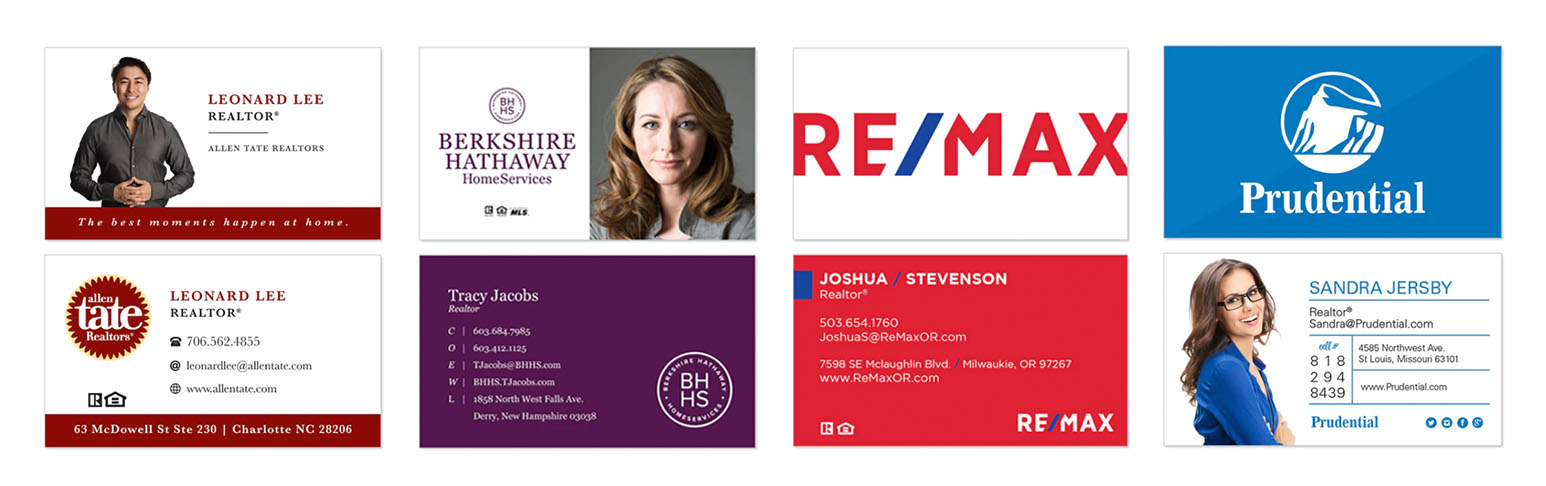 Select from hundreds of free horizontal realtor business card templates. Companies include Allan Tate, Berkshire Hathaway, ReMax, and Prudential.