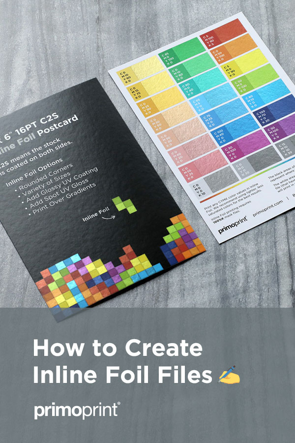 The inline foil is a unique process and adds great metallic shine to your artwork. Learn how to setup your files correctly for print.