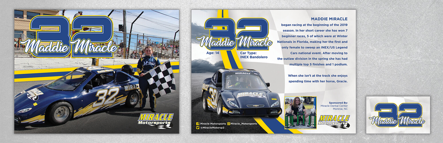 Custom hero card design for Maddie Miracle. Front and back design.