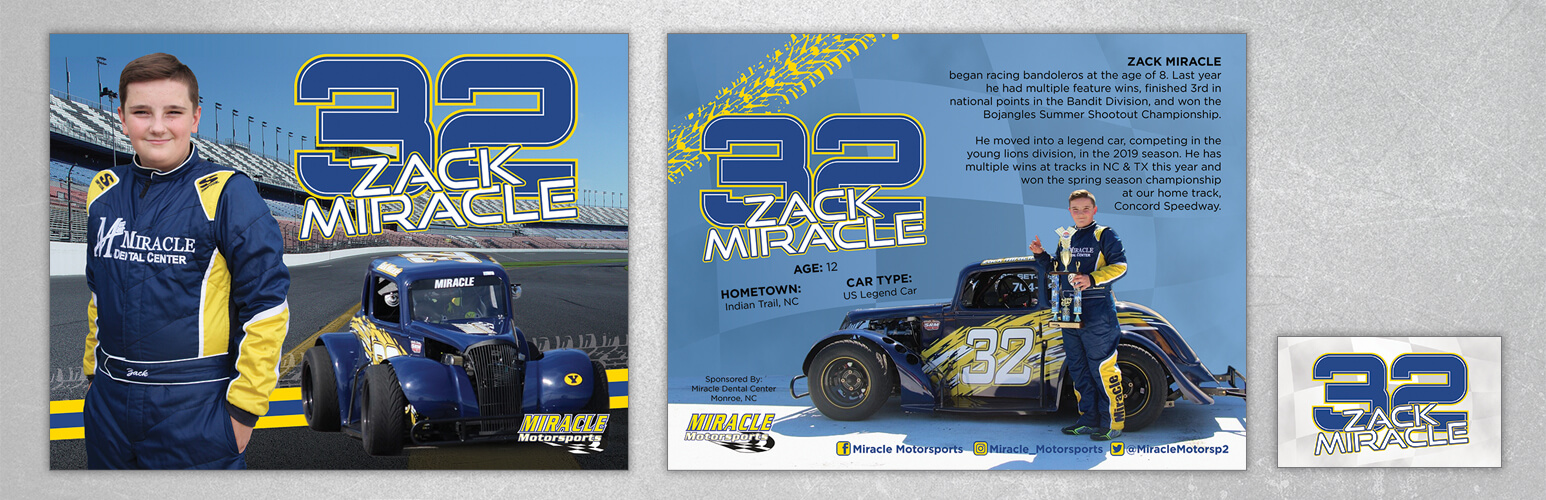 The front and back design of Zack Miracle custom hero cards.