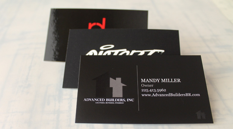 View the difference between Glossy, Velvet, and Silk Laminated card stock.