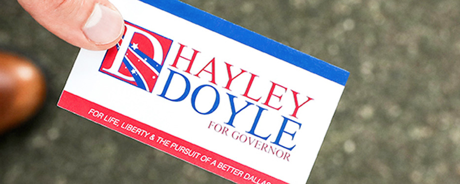 Business cards are easy to carry and hand out at campaign events. 