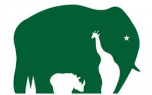 The main logo is an elephant, but look closely, hidden in negative spaces lurk a rhinoceros and giraffe.