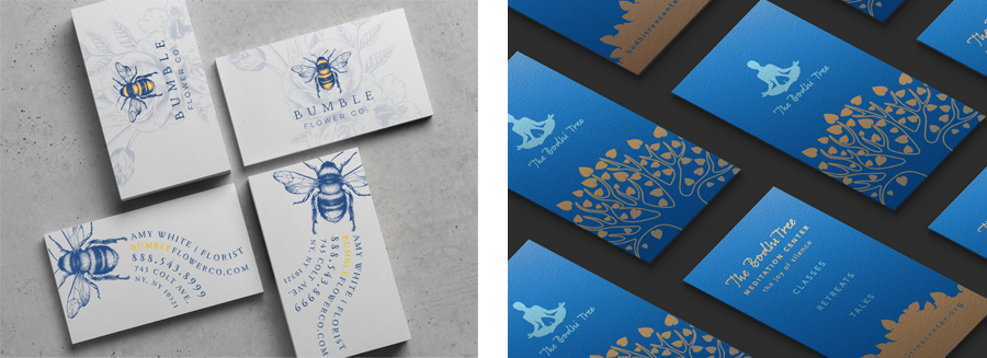 Business card designs with the Pantone Color of the Year Classic Blue.