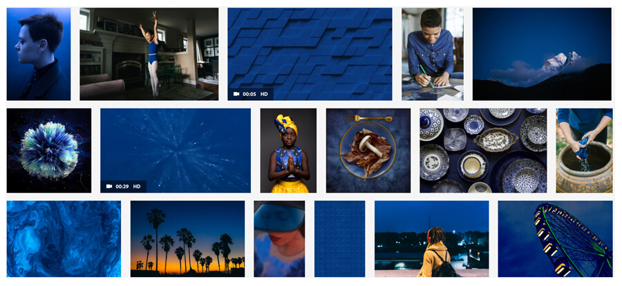 Classic Blue is this years Pantone color of the Year. Take a look at some design examples with the 2020 color of the year.