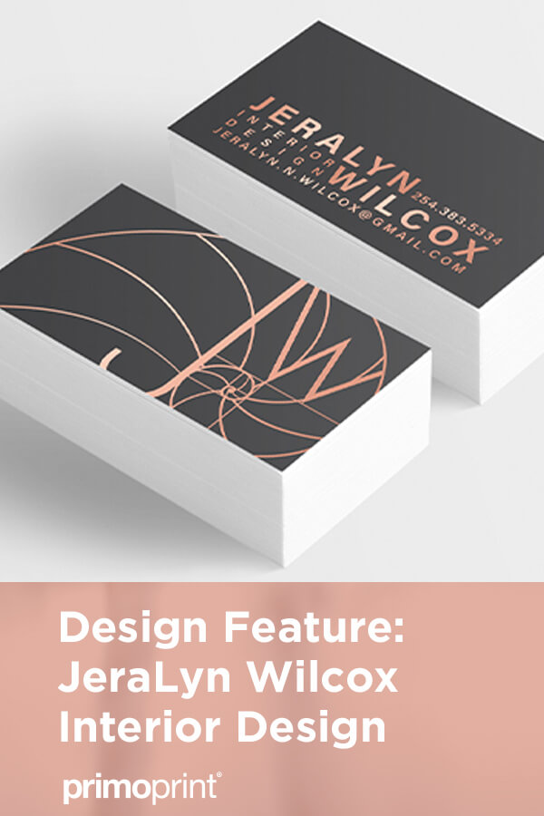 Our graphic designer Kelly worked closely with JeraLyn Wilcox Interior Design to create a vector version of their logo, custom-designed business cards, greeting cards, and envelopes.