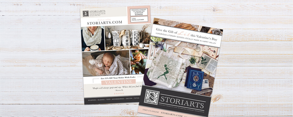 The final EDDM® Postcard design for StoriArts. 