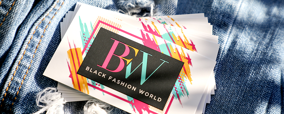 Black Fashion World business cards.