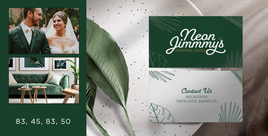 Dark Green color design trend. Symbolizes a natural, healthy life.