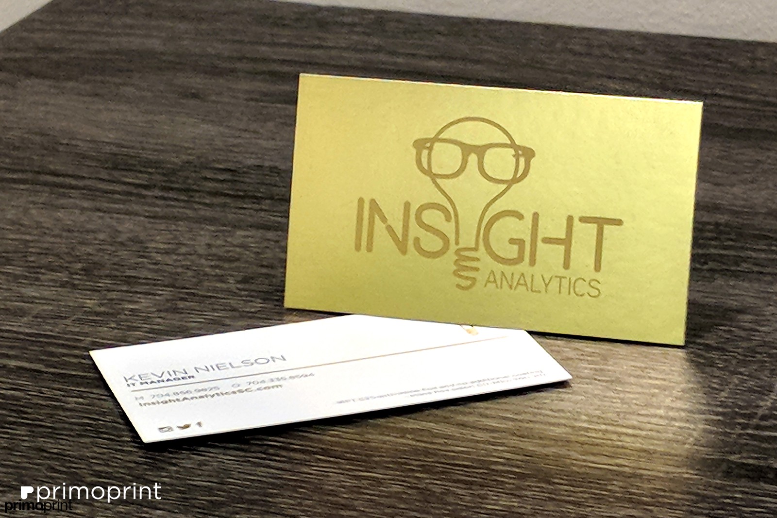16PT business card with Inline Foil and no additional coating.