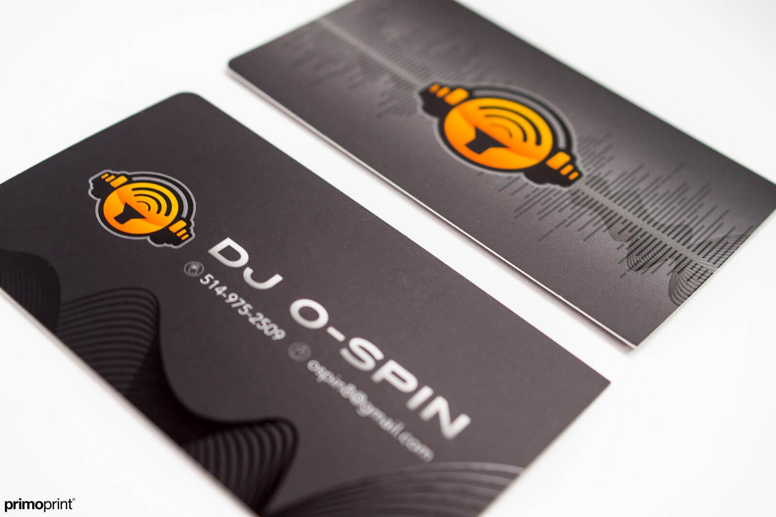 19PT Silk Laminated business card with Spot UV.