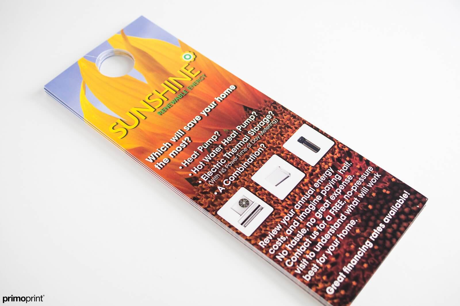 Glossy UV Coated Door Hanger printed by Primoprint.