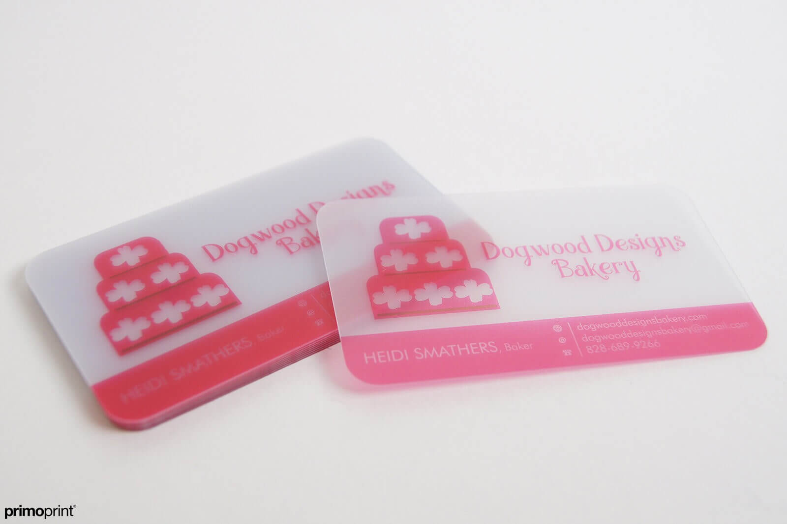 20PT Frosted plastic business card. All come with rounded corners and is printed in USA.