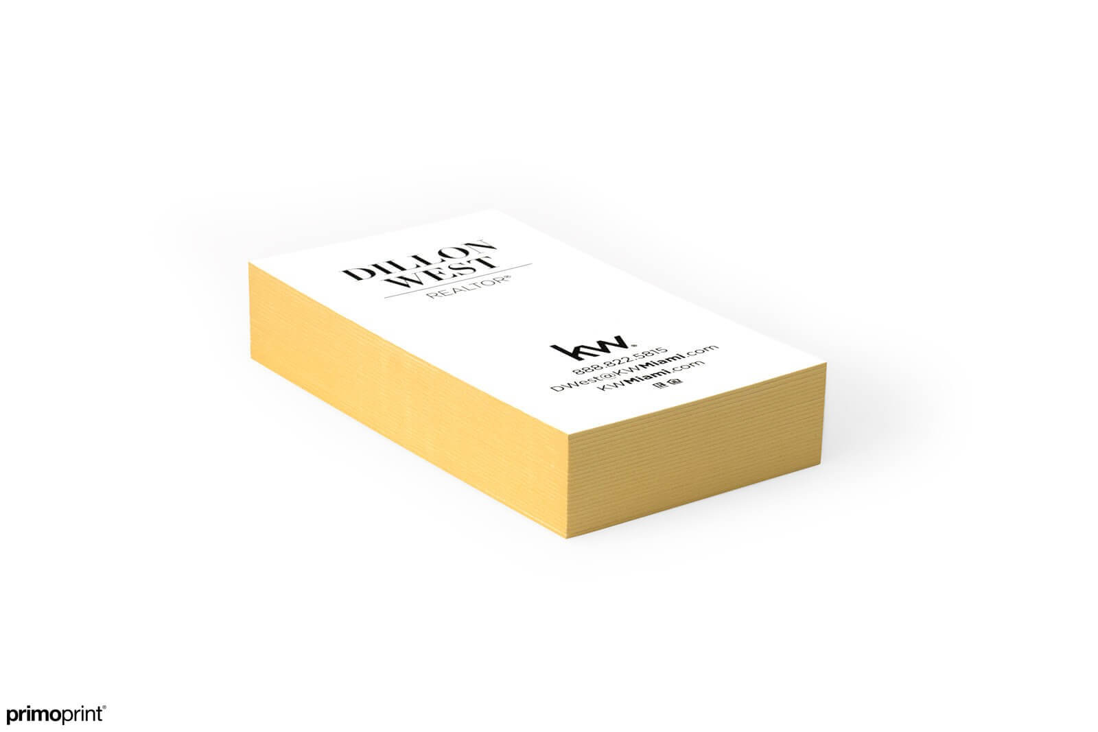 Demand attention with our 32PT uncoated Gold Painted Edge business card designed by Primoprint.