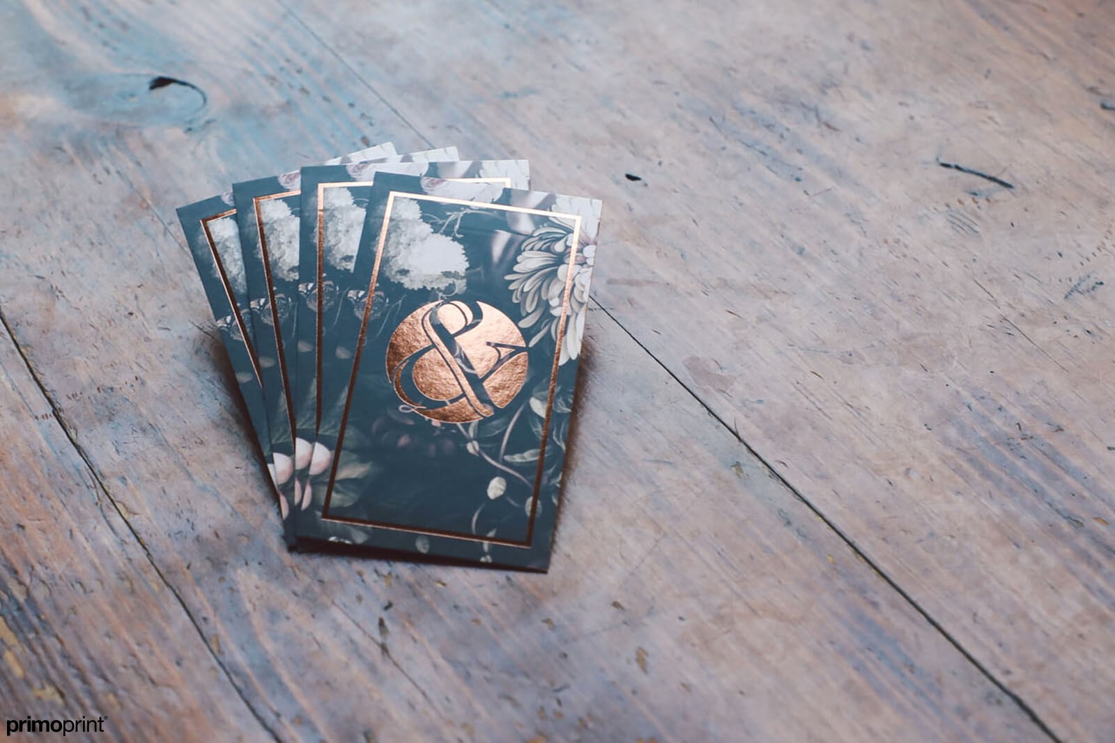 19pt silk with Copper Stamped Foil Business Cards