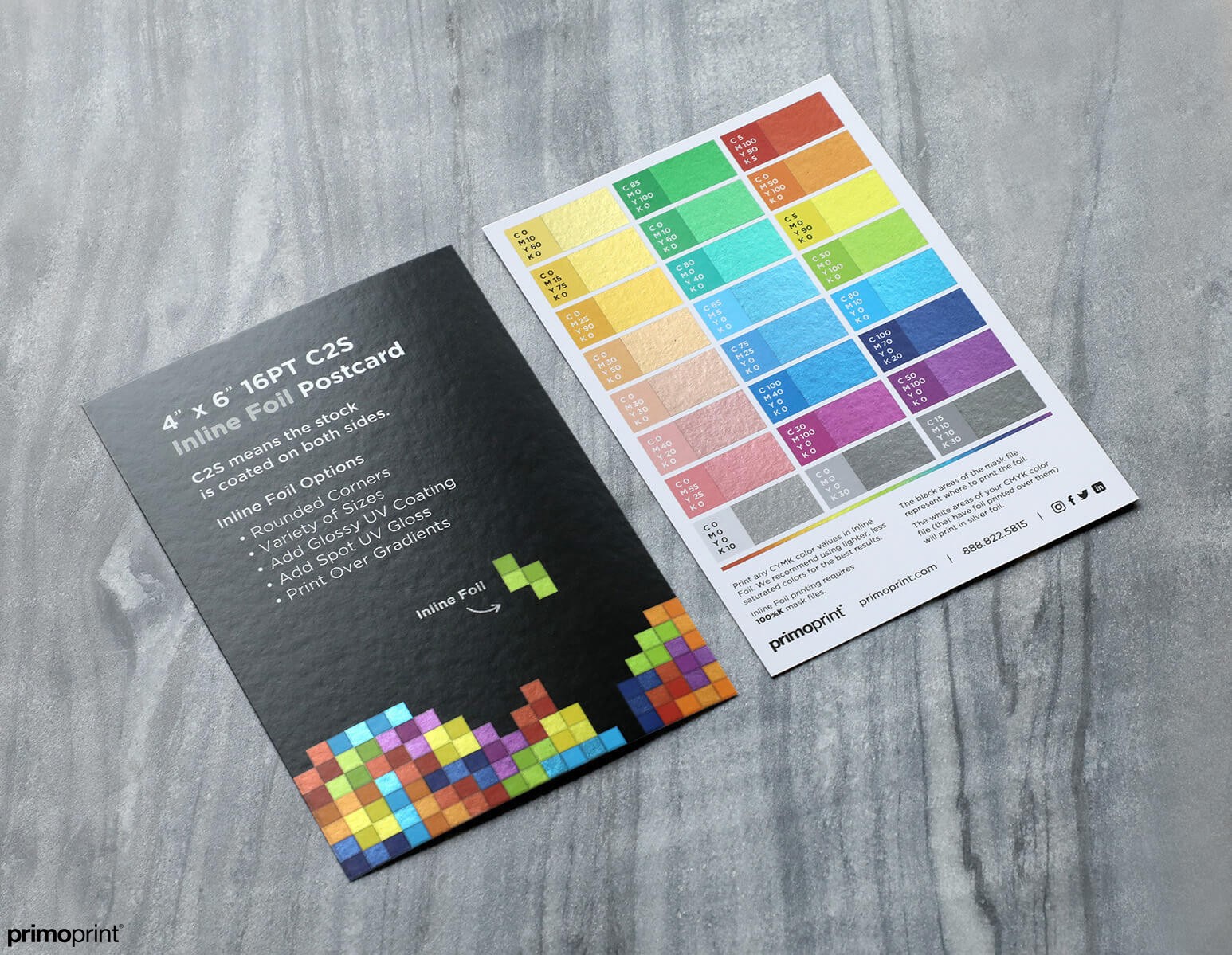 16PT C2S Inline Foil Postcard and Inline Foil Swatch Guide