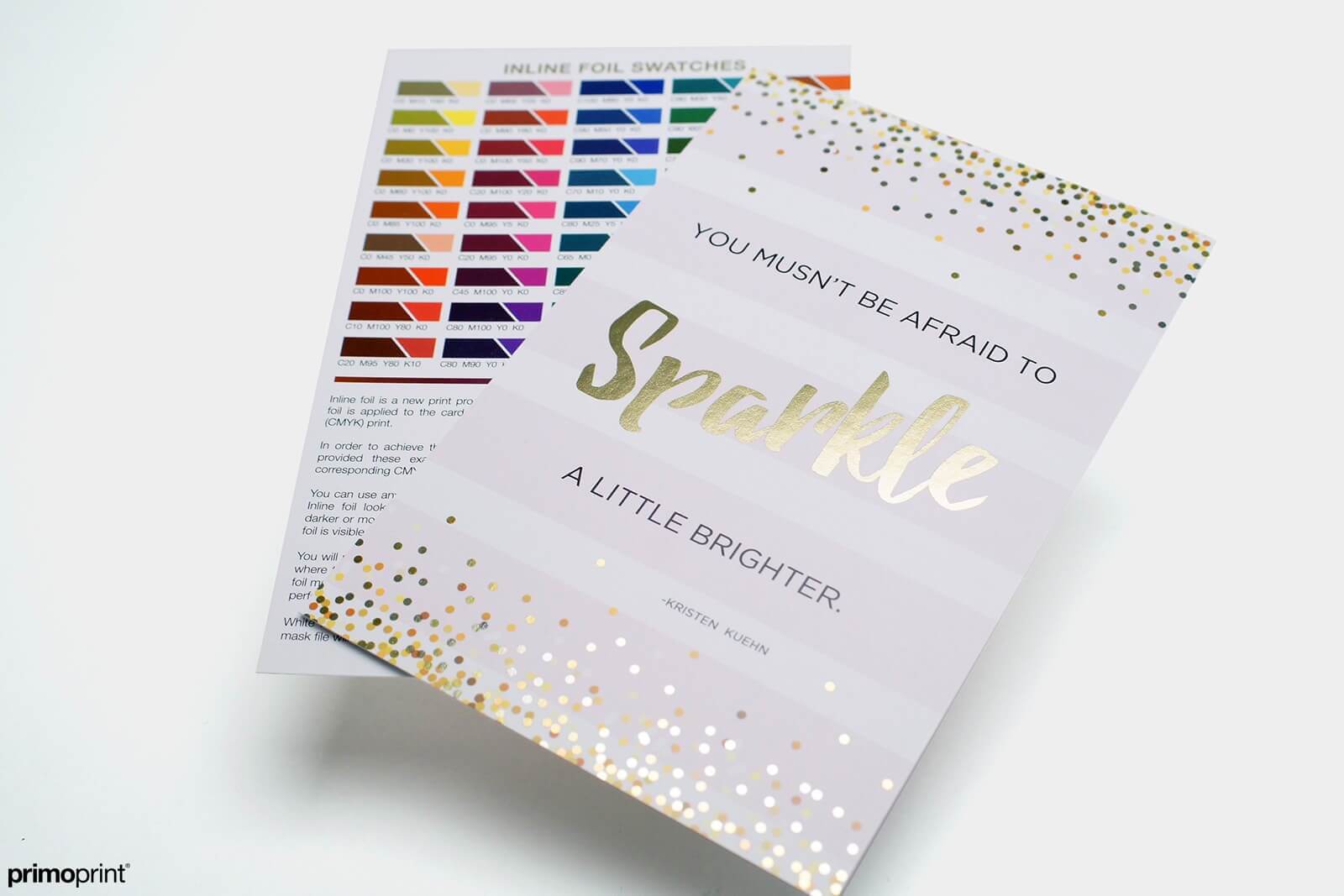 Add unlimited metallic CMYK colors to your artwork with inline foil!