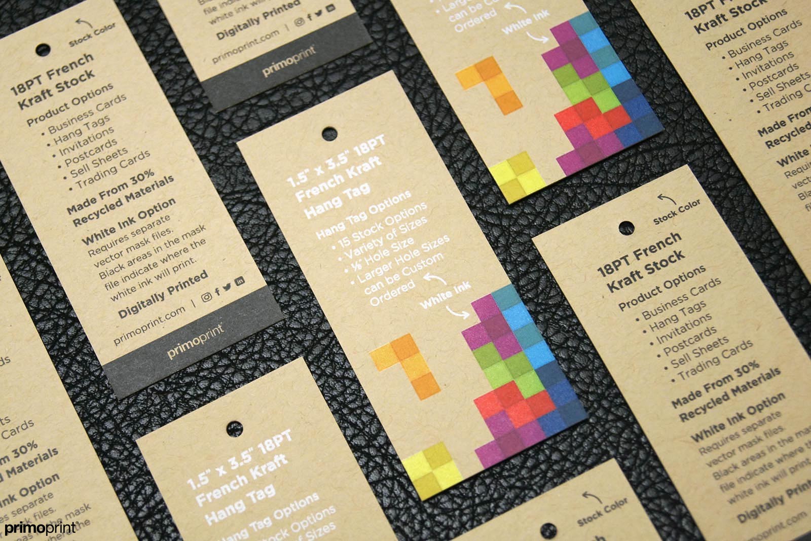 Kraft Hang Tags are made from 30% recycled materials making them an environmentally friendly product.