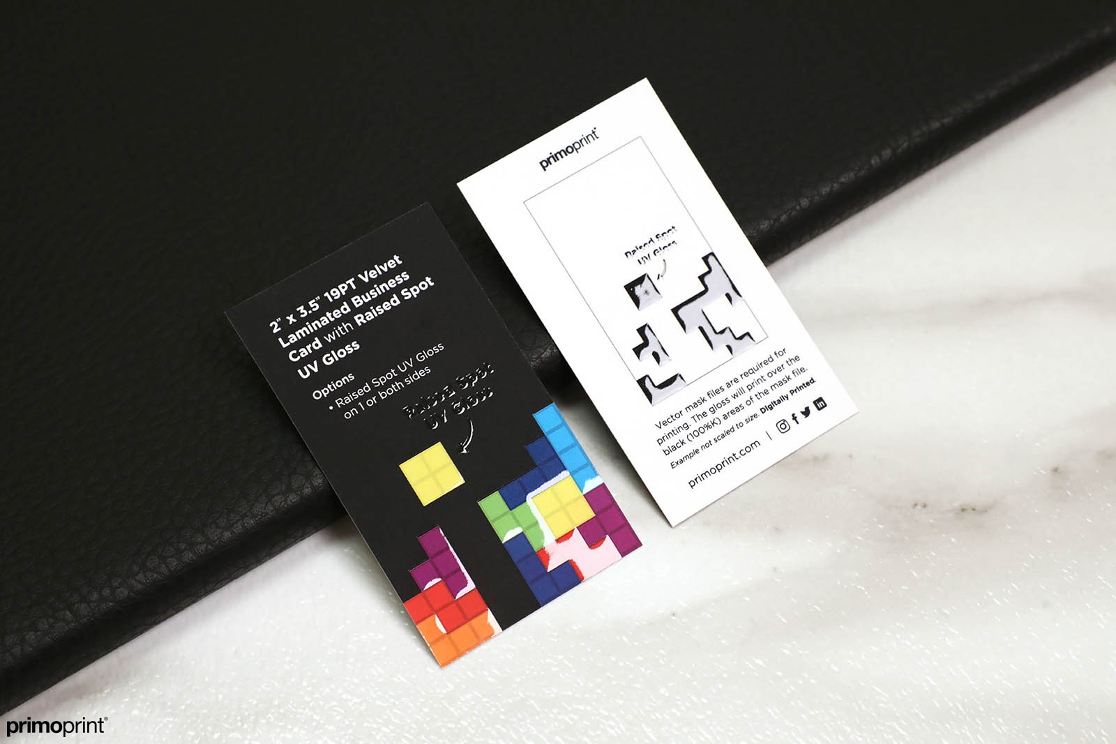 19pt Velvet Laminated Business Card with Raised Spot UV Gloss