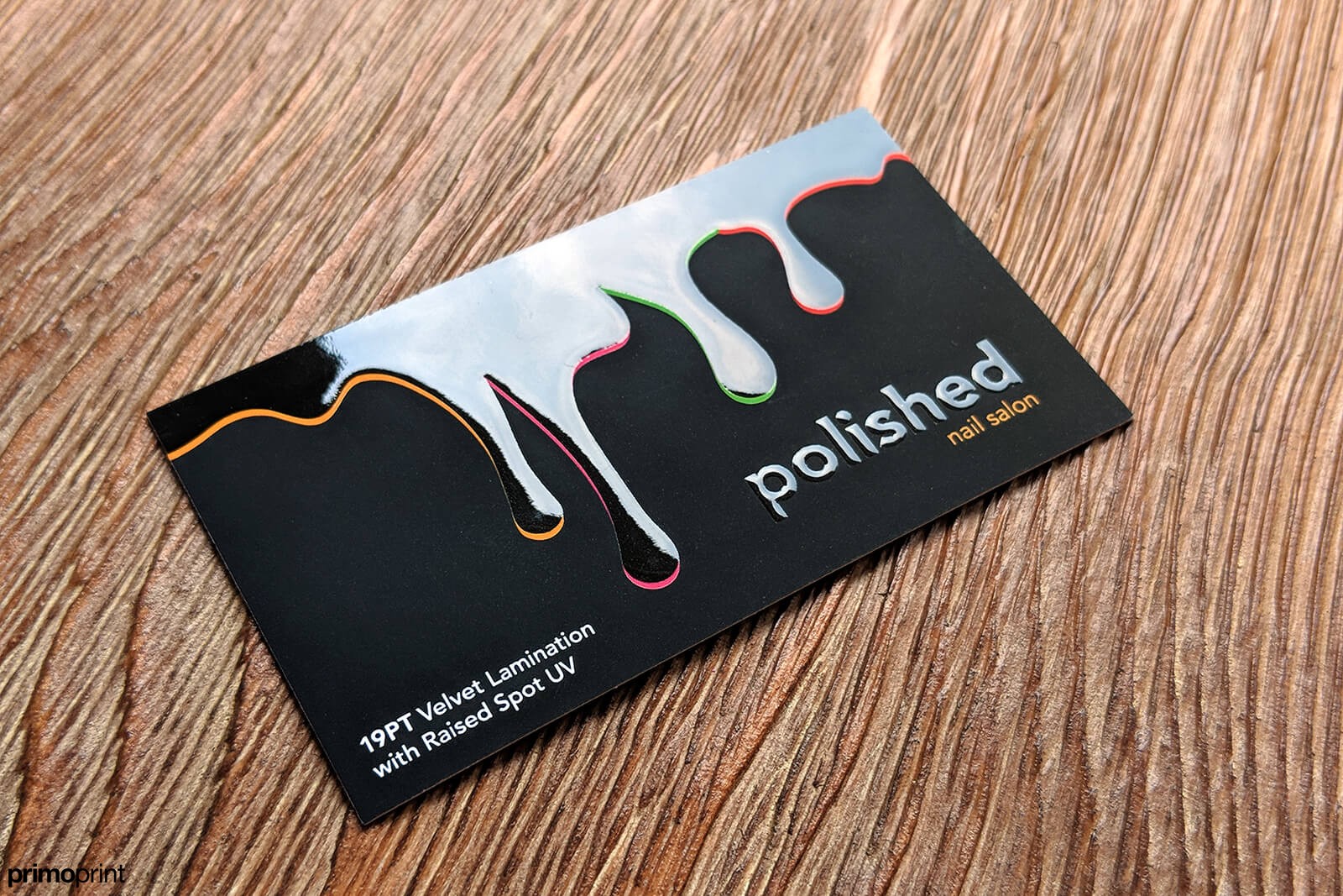 Raised Spot UV Business Cards Printed on 16pt Card Stock with Soft 1.5 mil  Velvet Lamination by Elite Flyers