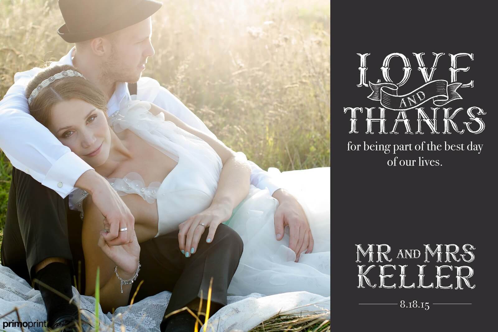 Custom thank you card designed in-house and printed by Primoprint.